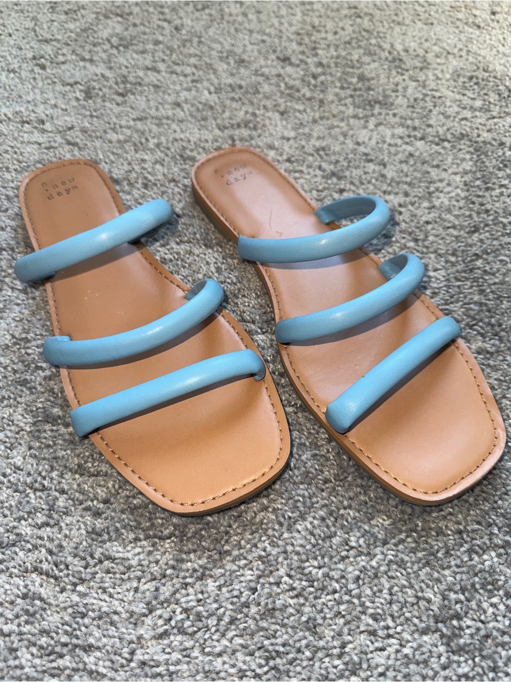a new day Light Blue Triple-Strap Slide Sandals for Women